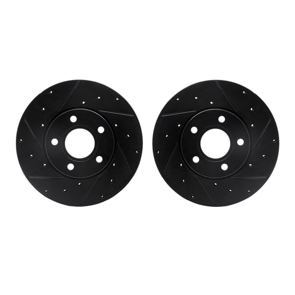 Dynamic Friction Company Front Brake Rotors-Drilled and Slotted-Black 8002-54018