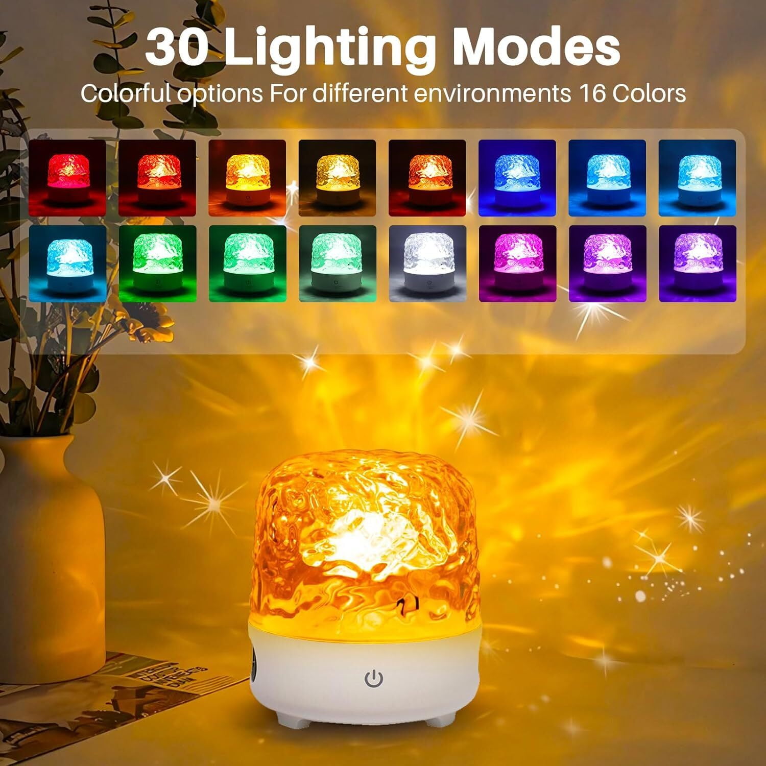 Eurhowing Aurora Ocean Wave Projector, 16 Colors Rechargeable 5.3 Bluetooth Speaker, Ultra-Quiet Night Light for Kids Room with Remote Control