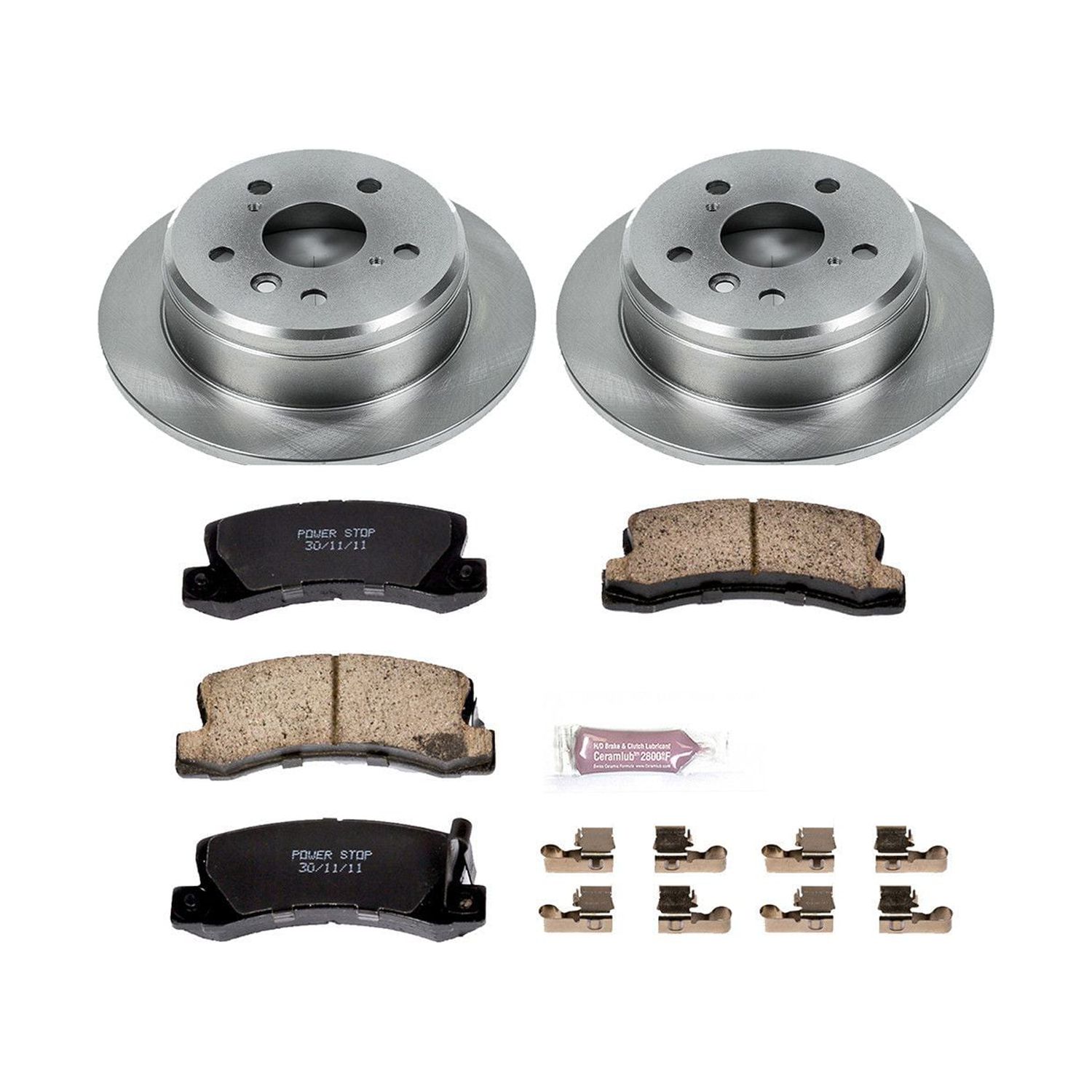 Power Stop Rear Stock Replacement Brake Pad and Rotor Kit KOE2565