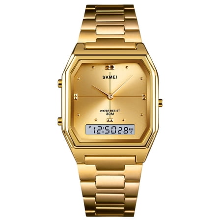 SKMEI Women Wrist Watch, Waterproof Military Analog Digital Watches with Multi Time Chronograph, Stainless Steel Business Watches for Men
