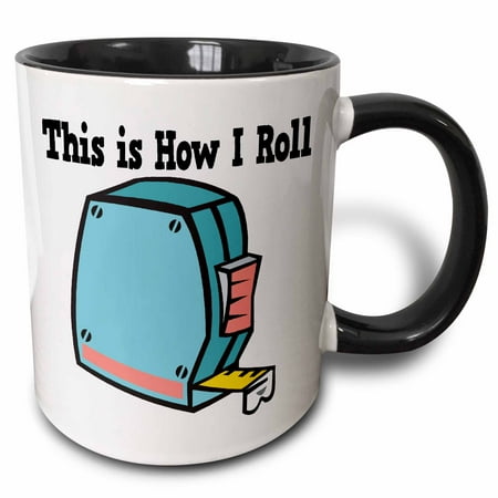

3dRose How I Roll Measuring Tape Handyman Design - Two Tone Black Mug 11-ounce