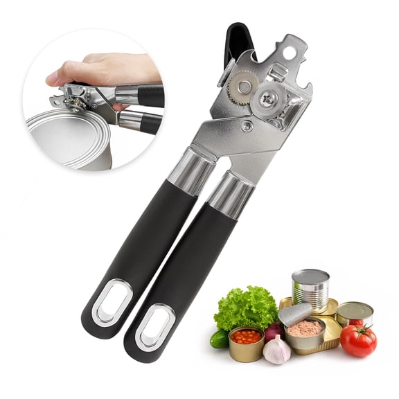 Reemix Manual Can Opener Smooth Edge Handheld Bottle Opener Easy Turn Non-Slip Knob