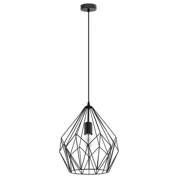 49257A-Eglo Lighting-Carlton - One Light Geometric Pendant -Traditional Installation