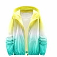 thumbnail image 3 of Sentmoon UPF 50 Long Sleeve Boys and Girl Workout Tops Gradient Color Print Hooded Neck Zipper Hiking Shirt Trendy 2025 Summer for City Sightseeing Yellow 9 Years, 3 of 8