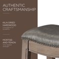 thumbnail image 4 of Maven Lane Adrien Counter Stool, Reclaimed Oak, Ronan Stone Vegan Leather, Set of 3, 4 of 6