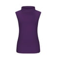 thumbnail image 5 of ibuvkizy Womens Tank Tops,High Neck Tank Tops for Women Fashion Casual Solid Color Sleeveless Turtleneck Tee Shirt Blouse T-Shirt Top Purple,XXXXXL, 5 of 8