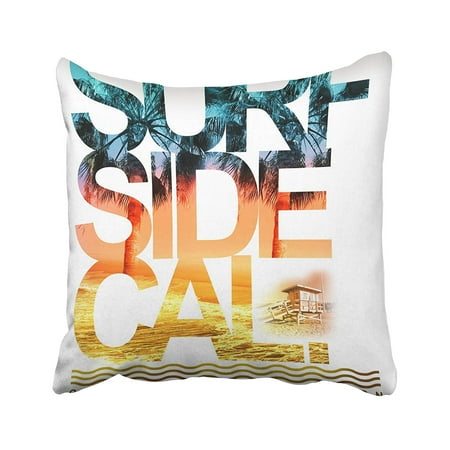 BPBOP Yellow Vintage California Surf Tee Graphics Board Summer Sun Beach Beautiful Beauty Pillowcase Pillow Cushion Cover 20x20 inches