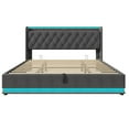 thumbnail image 3 of Bellemave King Size Linen Upholstered Platform Bed with Hydraulic Storage System and Button Tufted Headboard Storage Bed Frame with 360° LED Lights and Charging Station (King, Gray), 3 of 11