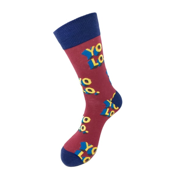 Urban-Peacock Men's Novelty Fun Socks - YOLO - You Only Live Once in Red - 1 Pair