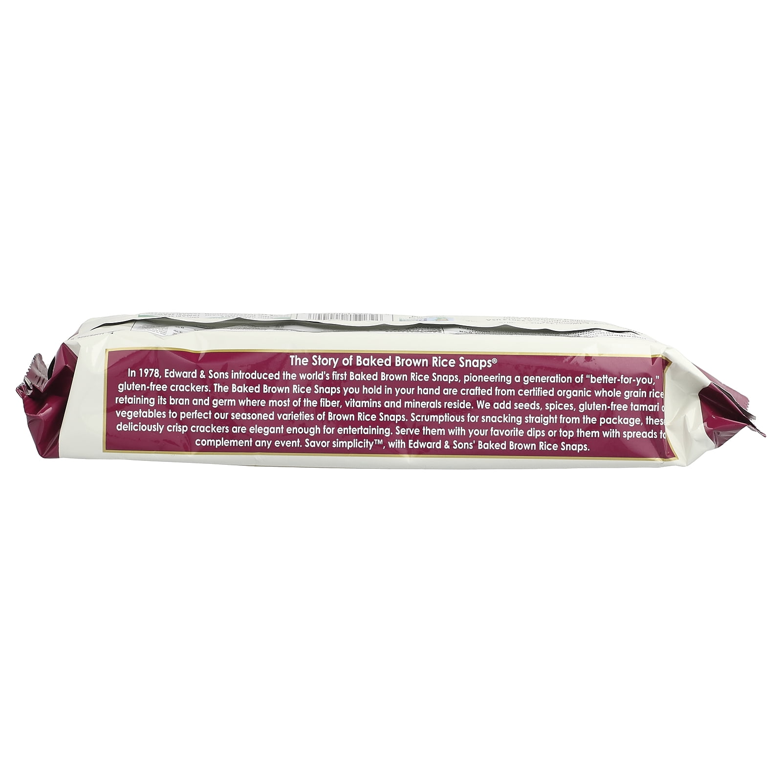 Edward And Sons Brown Rice Snaps, Vegetable, 3.5 Oz.