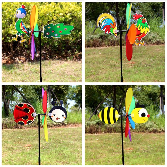 Bee Six Colors Three-dimensional Windmill Cartoon Children Toys Home Garden Decoration