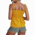 thumbnail image 5 of HCYSFG Ruffle Smocked Tank Tops for Women Summer Square Neck Sleeveless Tops Tie Shoulder Spaghetti Strap Blouse Peplum Cami Shirts, 5 of 5