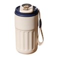 thumbnail image 3 of Taza de café de viaje de 450 ml, taza de café aislada con tapa, vaso de café de acero inoxidable, reutilizable para café caliente/ , Blanco azul, 3 of 9