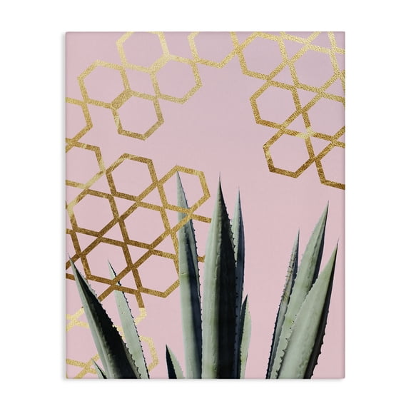Stupell Industries Glam Abstract Pink Geometric Pattern Cacti Canvas Art, 24 x 30, by Lil' Rue