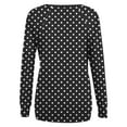thumbnail image 4 of VgaVtl Womens Plus Tees Long Sleeve V-Neck Ladies Tops Layering Polka Dots Black Casual Loose Pullover Shirts,S, 4 of 5