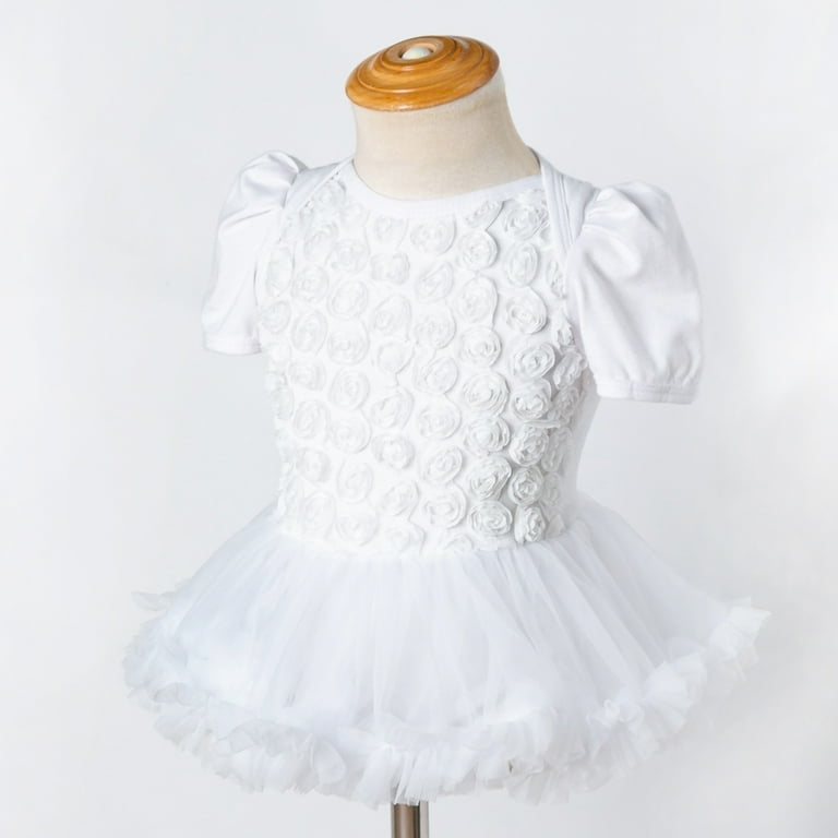 airpow Tutu Skirt Toddler Baby Girls Net Yarn Solid Color Rose Flower Romper Jumpsuit Short Skirt White 12 24 Month