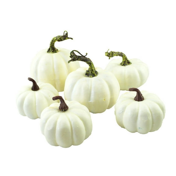 MZXELPRJD Pumpkins for Decorating Fake Pumpkins12 Pcs White Artificial Pumpkins Plastic Pumpkins for Halloween and Thanksgiving Party Table Centerpiece Autumn Home Decoration