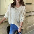 thumbnail image 5 of Diufon Womens Long Sleeve Sweaters Fall Casual Solid Color Tops Rounds Neck Pullover Tops, 5 of 5