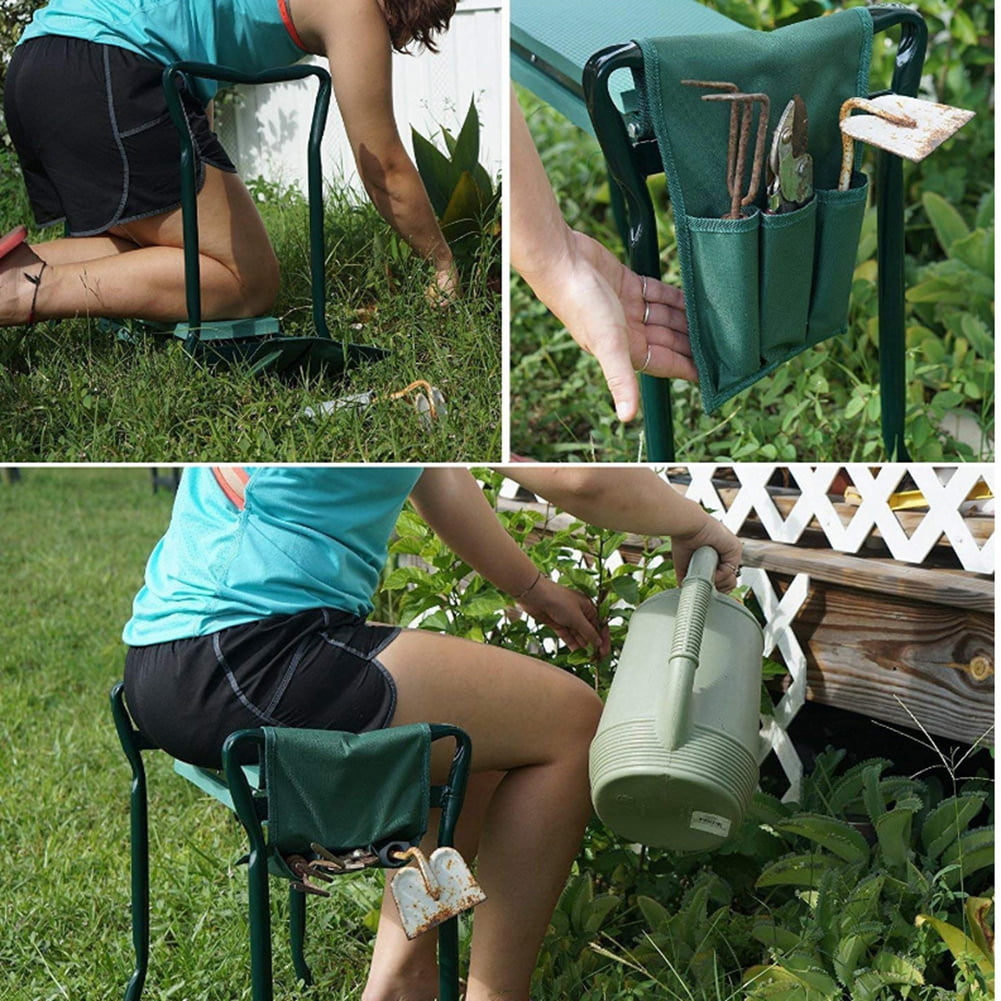 Garden Kneeling Stool Side Toolkit Foldable Sitting Stool Gardening Kneeling Chair Side Tool kit Side Kit Large Tool Pocket Kneelers Side Kit Large Tool Pocket For Gardening Lovers