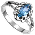thumbnail image 4 of CHOOSE YOUR COLOR Simulated Aquamarine Elegant Ring .925 Sterling Silver Band Blue CZ Female Size 2, 4 of 4