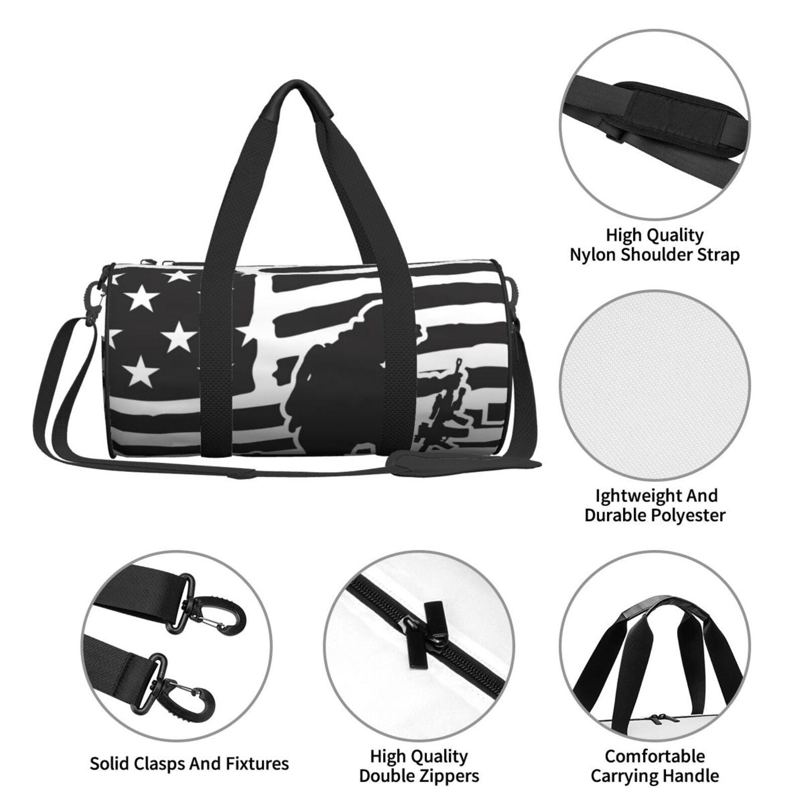Vsdgher Memorial Day1 45L Foldable Duffel Bag, Sports Gym Bag,Overnight Bag, Portable Weekender Bag for Airplanes