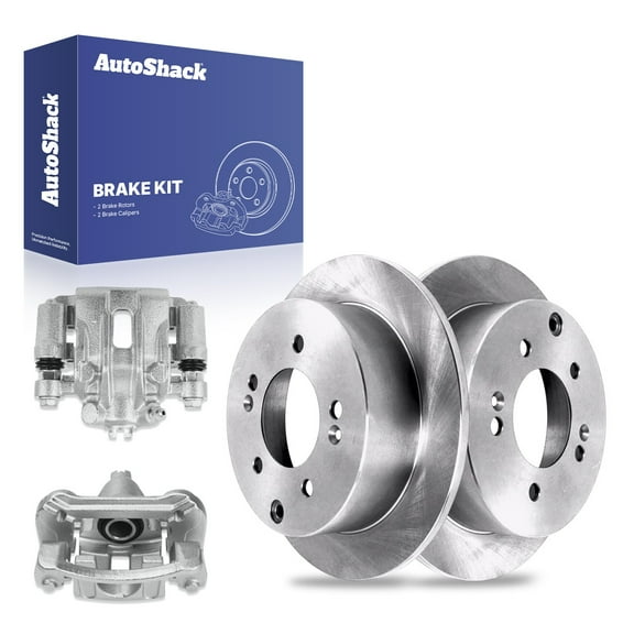 AutoShack 10.31" (262 mm) Rear Solid Brake Rotors   Calipers | Replacement for 2010-2013 Kia Forte 2010-2013 Kia Forte Koup | 4-PC Brake Kit