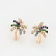 thumbnail image 5 of Aretes Broquel Palma Swarovski Esmeralda, Zafiro Oro 18K Lam dorado Unitalla, 5 of 7