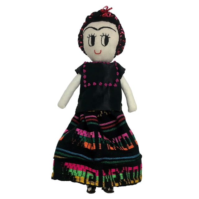 Muñeca mexicana FRIDA hecha a mano con manta bordada y tela