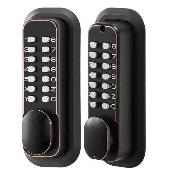 KFFKFF Mechanical Keyless Entry Door Lock, 2.0 Code Upgrade, 4-7 Digits Code, Double-Sided Push Button Combination Mechanical Keypad Door Knob