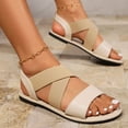 thumbnail image 6 of 2025 Womens Sandals Beach, Xunlbb Women's Fashion Casual Summer New Solid Color Roman Style Elastic Fish Mouth Flat Sandals(White,Size:36), 6 of 8