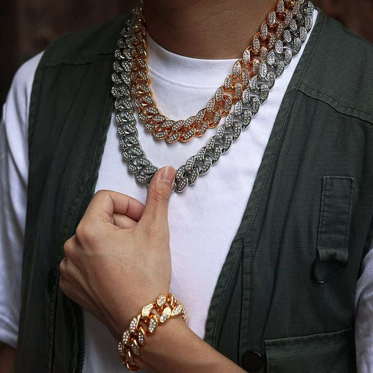Cuban Link Chain for Men Iced Out 15 20MM Men s Gold Chain Miami