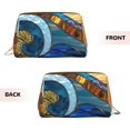 thumbnail image 3 of Easygdp Stained Glass Ocean Wave Leather Makeup Bag Zipper Pouch Travel Cosmetic Organizer for Women and Girls, Make up Bag with Zipper, 3 of 8