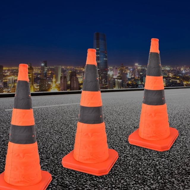 Cono Tráfico, 70 cm conos seguridad plegables con banda reflectante, conos práctica para atrenamiento deportivo, fútbol, práccica conductió