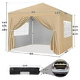 thumbnail image 3 of WDZS 10x10 Pop Up Canopy with 4 Removable Sidewalls, Portable Enclosed Instant Tent, Waterproof Outdoor Tent, Beach Sun Shelter with 4 Sandbags, 12 Stakes & 4 Ropes, Khaki, 3 of 9