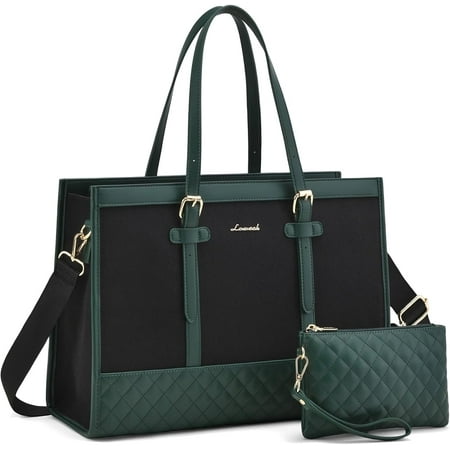 Lovevook Tote Work Bag for Women, Canvas Tote Laptop Bag 15.6" Fashion Large Handbag with Clutch Purse Daily for Office College Teacher Travel