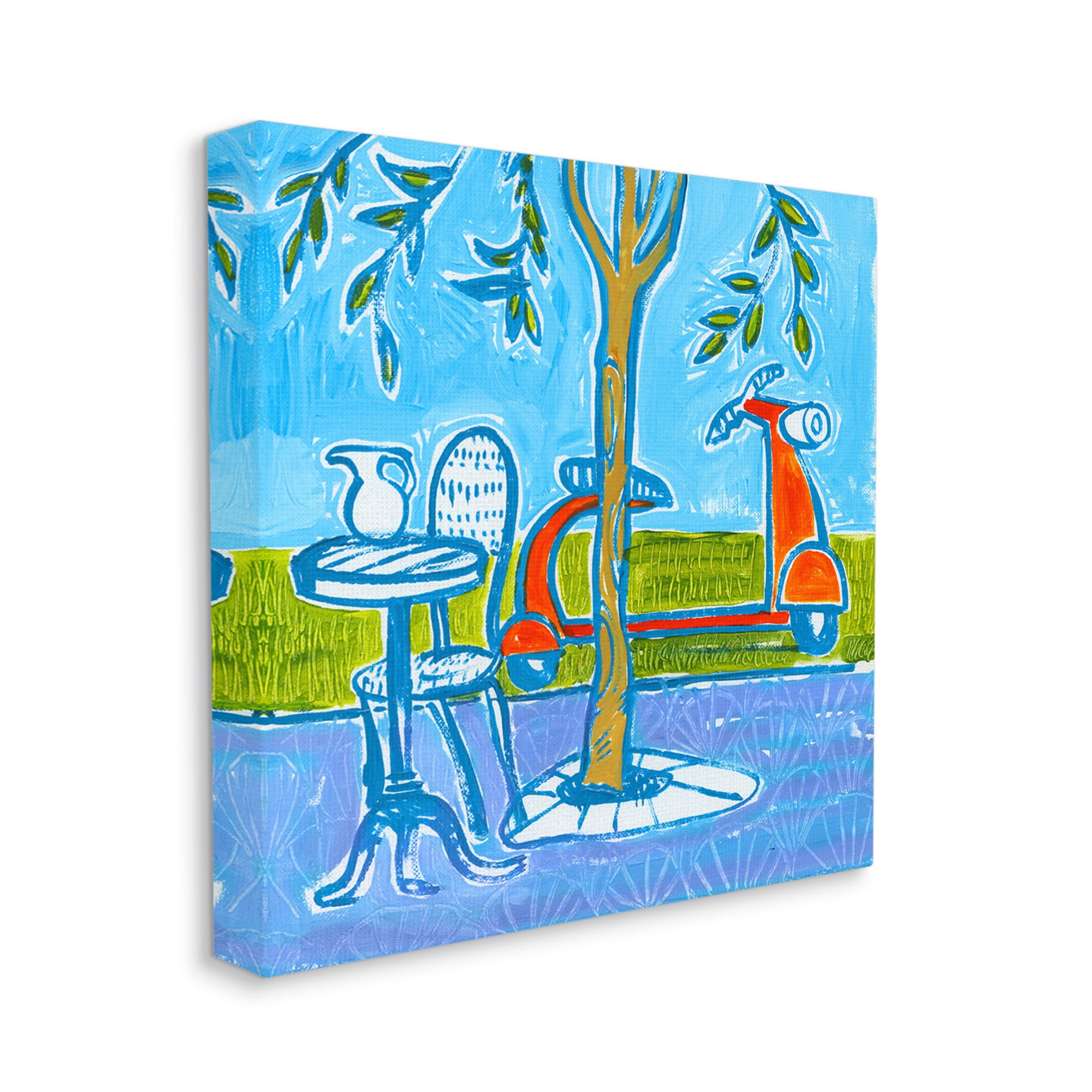 Stupell Industries Contemporary Garden Scene Parked Scooter Abstract Nature Painting Gallery Wrapped Canvas Print Wall Art, Design by Ben Mann