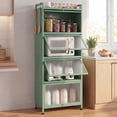thumbnail image 2 of Giantex 5-Tier Kitchen Storage Cabinet, Mobile Microwave Stand, Bread Rack Coffee Stand, Bakers Rack w/Flip Door Cabinets, Green, 2 of 8