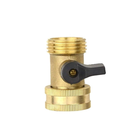 Garden Hose Connector with Switch, 3/4 Inch Solid Brass Water Pipe Fitting, Male and Female Thread Hose Adapter, Faucet Spigot Connector for Watering Nozzle and Tools, Heavy Duty Brass Construction