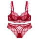 thumbnail image 1 of Gibobby Conjunto de lencería Sujetador + tangas , conjunto de sujetador de ropa interior Sexy de encaje pequeño para espectáculo de pecho grande(Rosa caliente, 70C), 1 of 5
