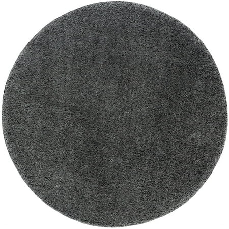 Tayse Soho Shag Shag Area Rug SOH1301 Transitional Gray Single-Color Bold 5  3  x 5  3  Round