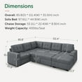 thumbnail image 4 of HONBAY 111.4” Sectional Modular Pull-Out Sleeper Sofa Tufted Living Room Furniture with Storage, Bluish Grey, 4 of 9