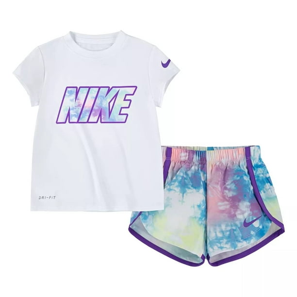 Nike Toddler Girls' Tee & Sprinter Short 2 Piece Set (V_S(16J273-P85)/W, 24  Months) 