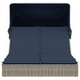 thumbnail image 3 of vidaXL Double Sun Lounger with Canopy and Cushions Gray Poly Rattan, 3 of 8