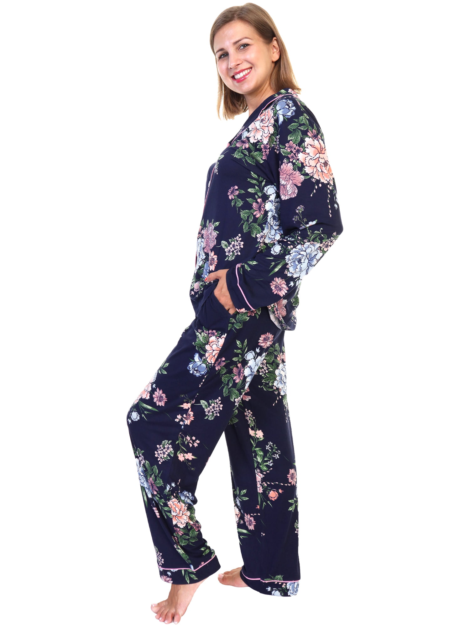 JRMISSLI Womens O Neck Pajama Set Long Sleeve Modal Sleepwear For