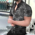 thumbnail image 4 of Tops Para Hombre Casual Cuello en V Manga Corta Festival Estampado Estampado Blusa Camisa Estampada Odeerbi ODB181576, 4 of 7