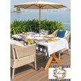 thumbnail image 5 of Outdoor Tablecloth with Umbrella Hole for Patio/Picnic/Party/Camping, Spring Flowers Waterproof Table Cloth Rectangle Table Cover Washable, Country Botanical Leaves Garland Farm Plaid (60"x 102"), 5 of 9