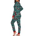 thumbnail image 3 of Argulvti Women's Christmas Pajamas Jumpsuit Cartoon Print Long Sleeved Button Down Slim Rompers Loungewear, 3 of 4