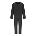 thumbnail image 6 of cllios Men's Summer Outfits 2 Piece Cotton Sets Baggy Long Sleeve V Neck Pullover Tops and Elastic Waisted Pants Sets Summer Lounge Suit, 6 of 7