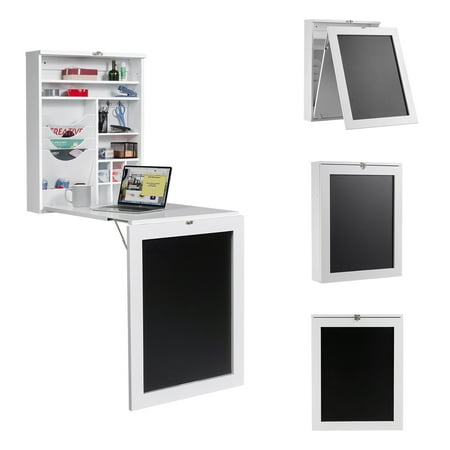 Costway White Wall Mounted Table Convertible Desk Fold Out Space