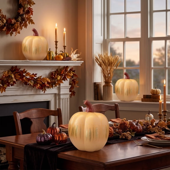 HHJZPR Glitter Accent Resin Pumpkin Figurine, 3.93×3.14 Inch Fall Harvest Tabletop Pumpkin Decor, Vintage Style Thanksgiving Halloween Mantel Shelf Ornament